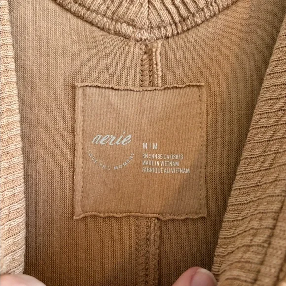 Aerie V-Neck Sweater in Tan - Picture 2 of 5